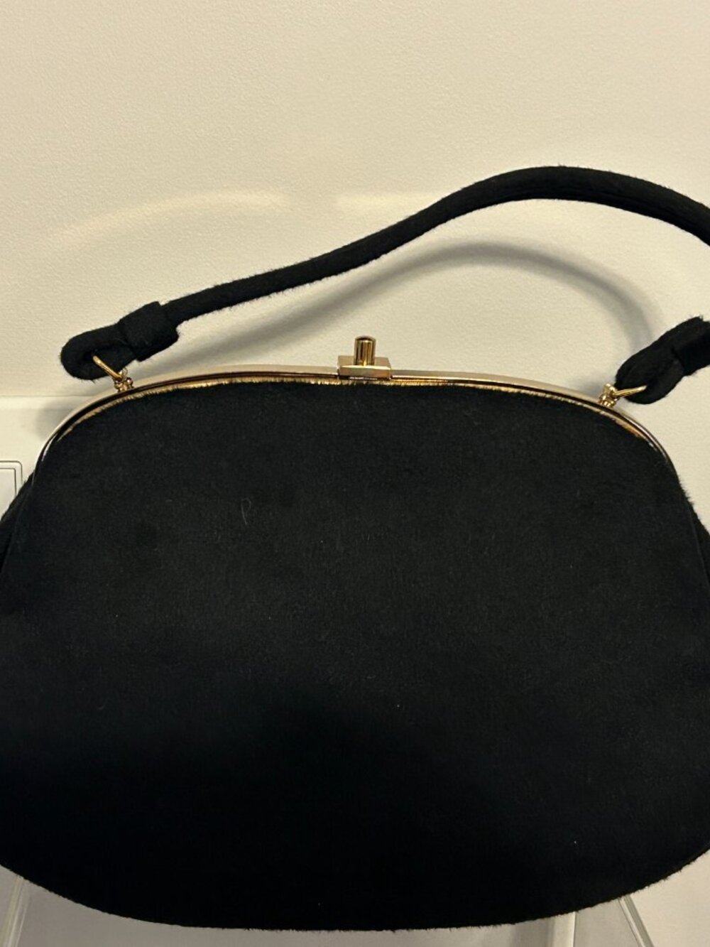 Vintage INGBER Black Top Handle Structured Handbag